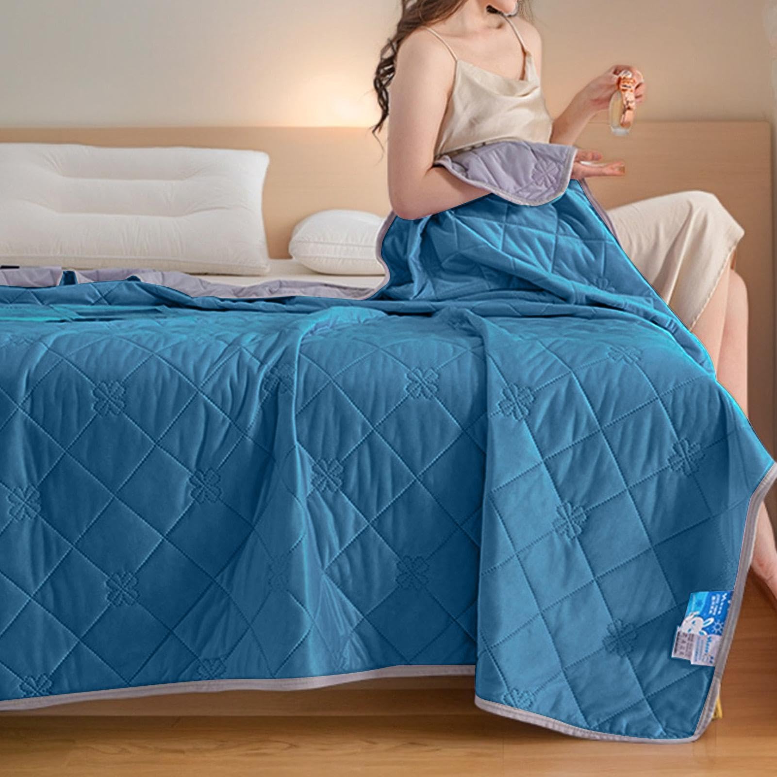 Kühlende Decke Tragbare kühlende Bettwäsche gegen Nachtschweiß für den | Sommerruhe Kühlkomfortdecke Geeignet Für Couch, Sofa, Reisen, Innenbereich, Zuhause, Schlafzimmer Und Außenbereich