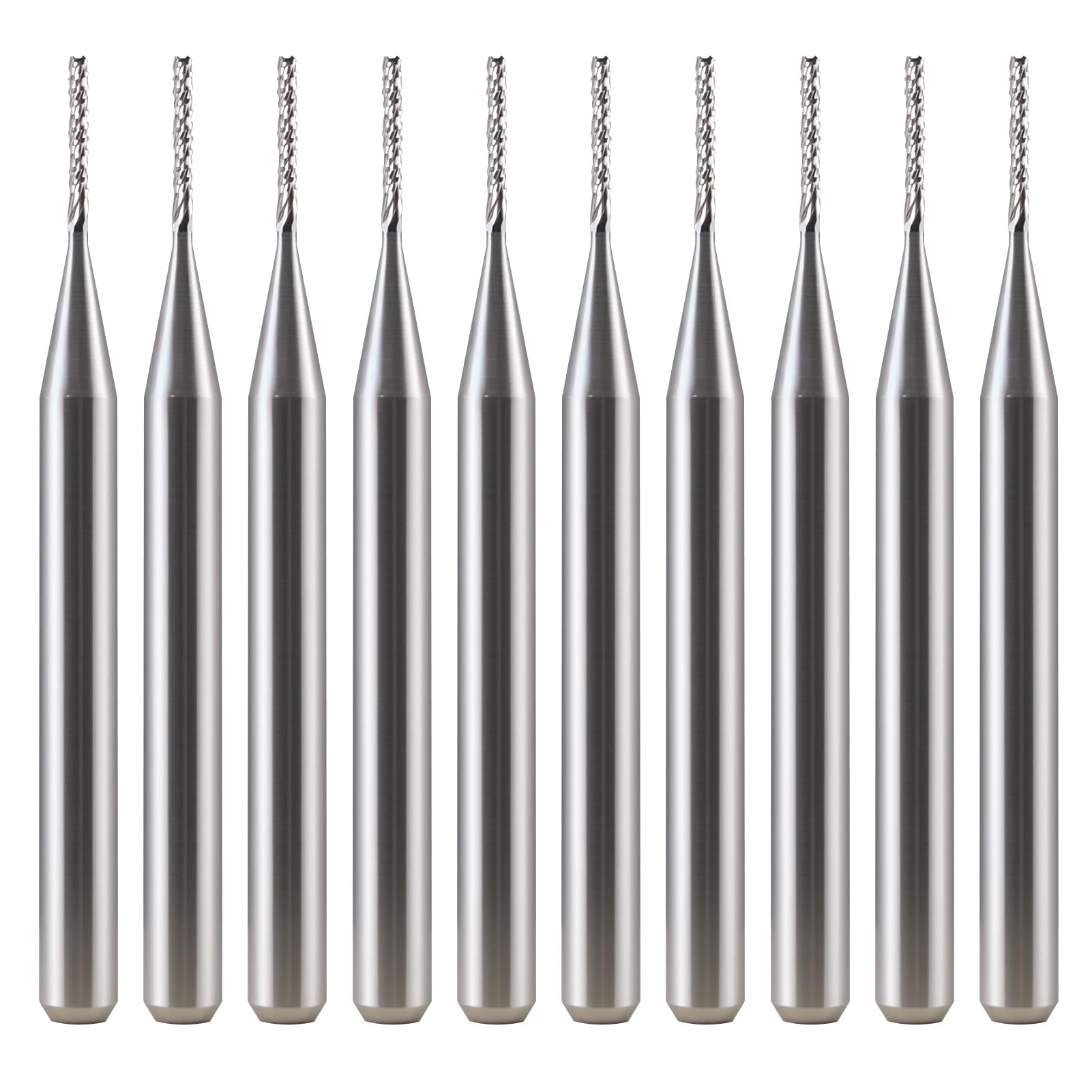 EU_HOZLY 10 Stücke Fräser 3.175mm Hartmetall-Endfräser Gravierbits CNC-Leiterplatten-Maschinen 0.8mm Schneidkanten
