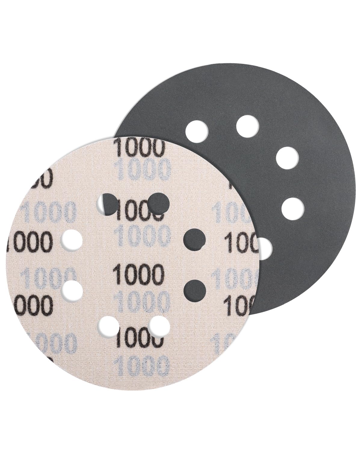 JatilEr 5 Pcs 125mm Sanding Discs Grit 1000, 8 Hole Wet and Dry Sanding Disc Round Hook and Loop Sanding Disc Orbital Sanding Discs Sandpaper for Wood, Metal and Jewelry Car Polishing