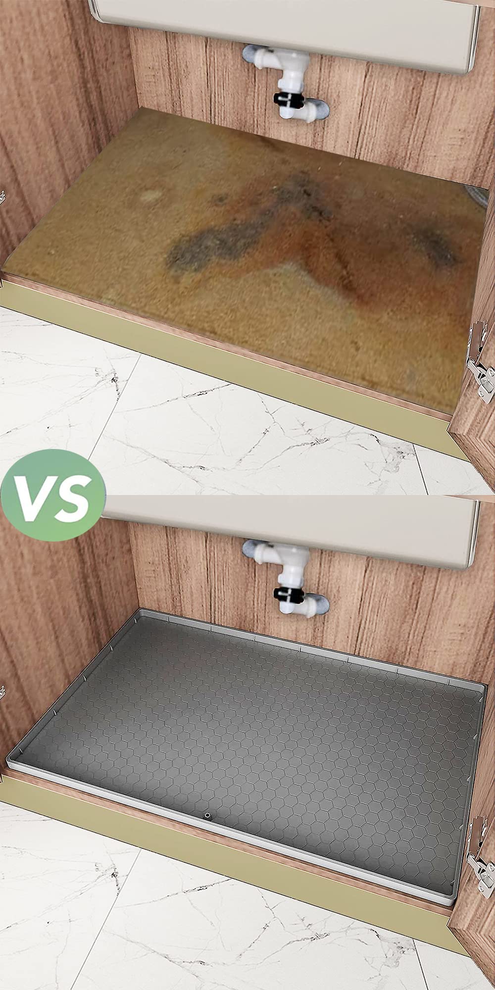 Synrroe Under Sink Mat Kitchen Cabinet Tray, Flexible Waterproof Silicone Made, Disifenction Surface - 34" x 22"