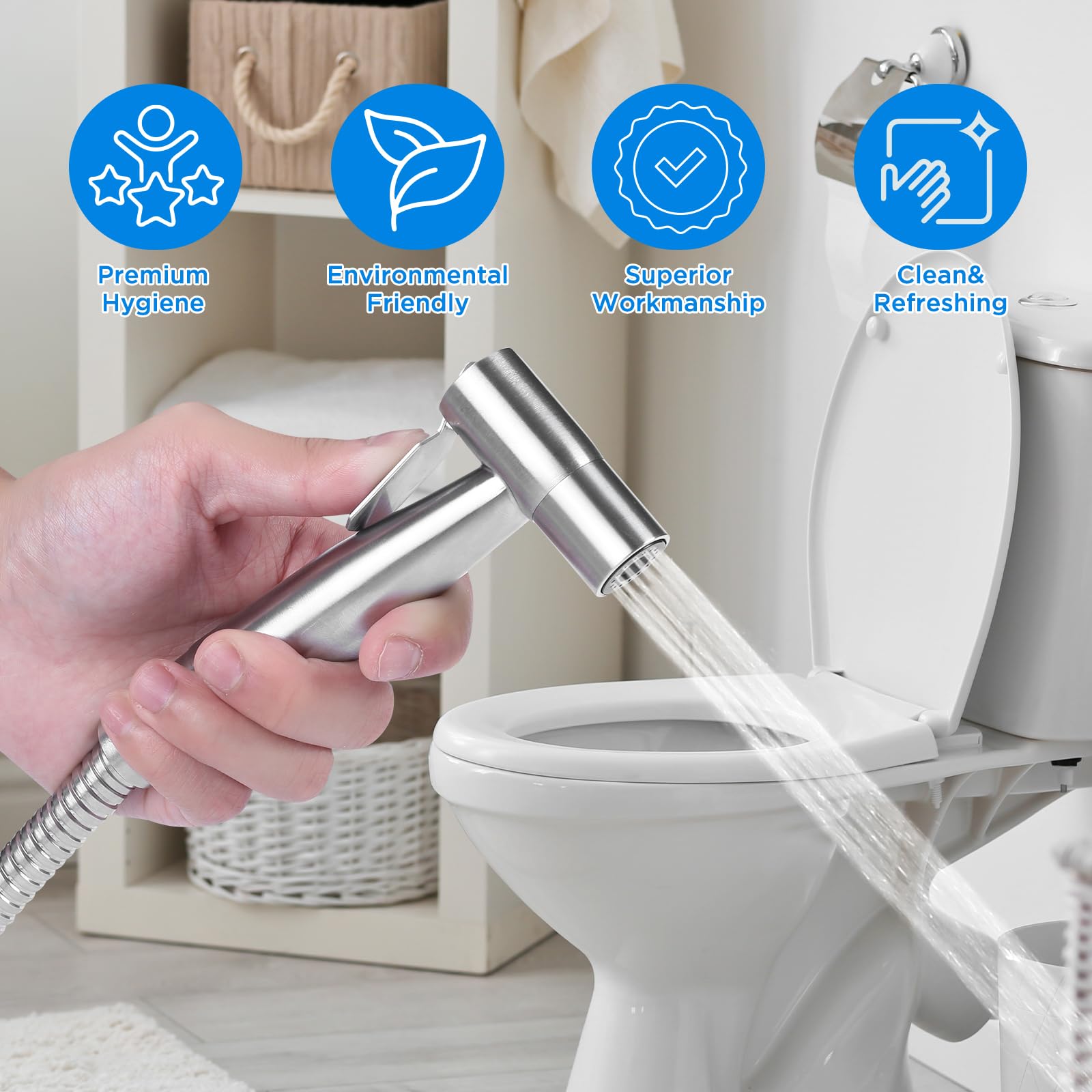 Toilet Badkamer Hand Held Bidet Spray Luier Douche Sproeier Set Flow Abs Controle Draagbare Jet Douche Kit Zwart/Chroom Zwart Set Heavy Duty