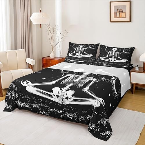 Vista 25 de Erosebridal Juego de sábanas de mariposa azul, tamaño matrimonial, sábanas de hongos y polilla de libélula, sábana encimera de fase lunar, sábana