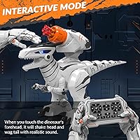 Vista 4 de STEMTRON Robot de dinosaurio de juguete programable de control remoto para niños, dinosaurio robótico interactivo, dinosaurio robo, robot RC