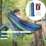 Camping Hammock 9FT Double Hammock with Spreader Bar, with Tree Hanging Rope and Carabiner for Patio Porch Backyard Travel Outdoor Indoor- Soft Canvas Fabric