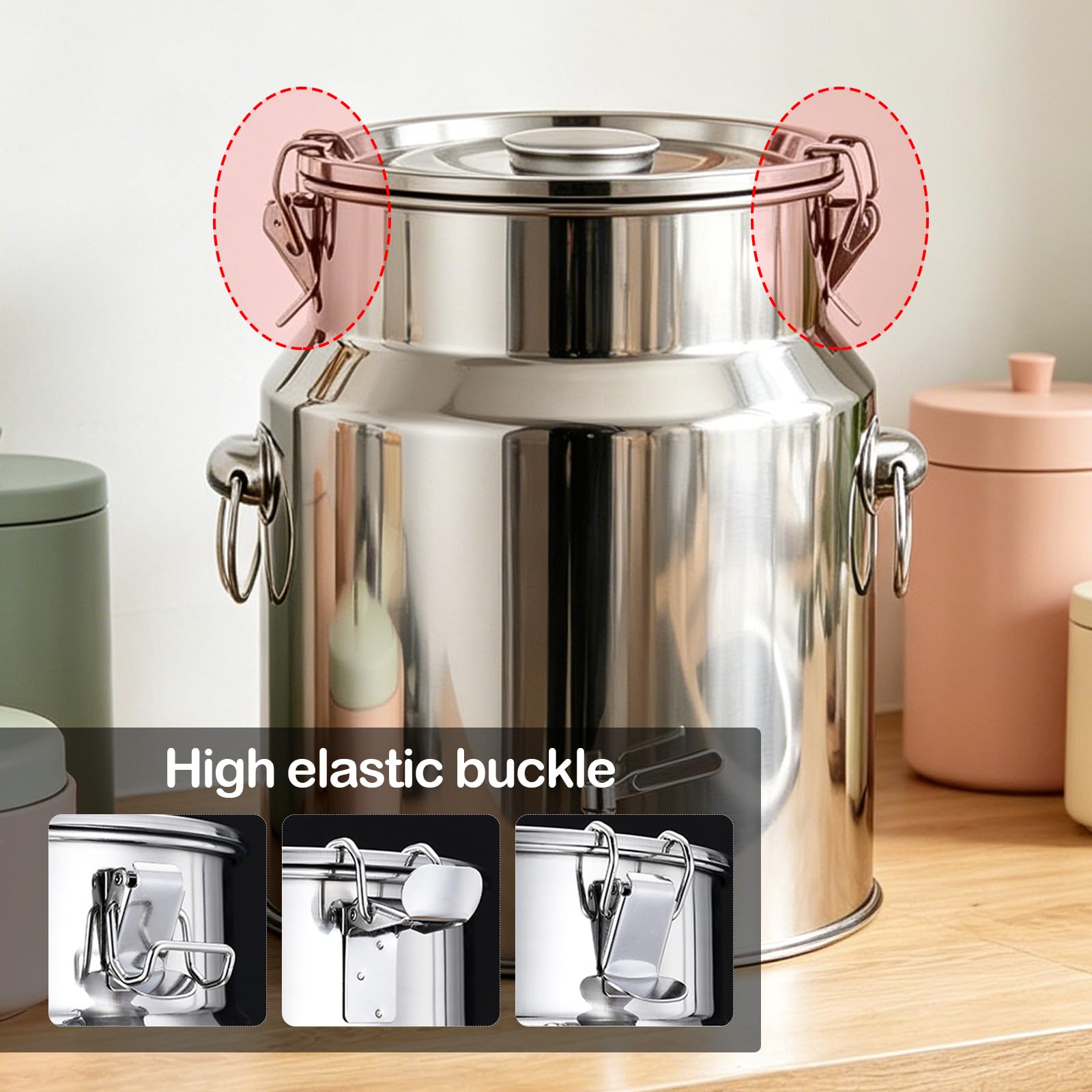 Jarra Leche Acero Inoxidable, Cubo de Vino de 8L con Tapa Sellada, Lata con Grifo de Transporte de Leche para Vino Aceite Líquidos y Sólidos, Jarra de Leches con Sello para Transportar o Almacenar