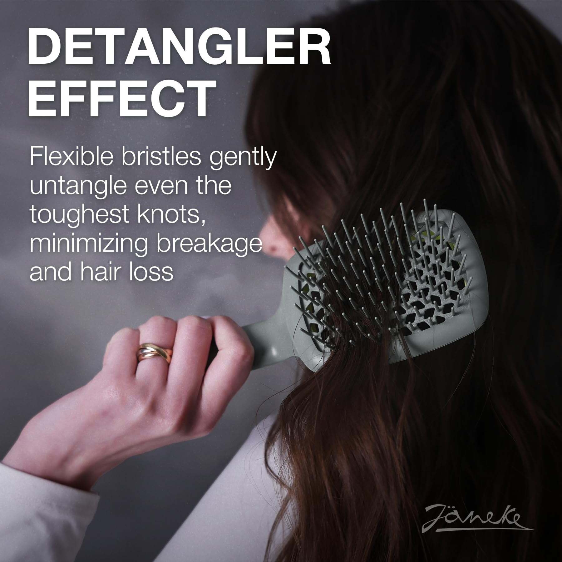Janeke Curvy - Spazzola districante per capelli, colore: Verde - Grigio