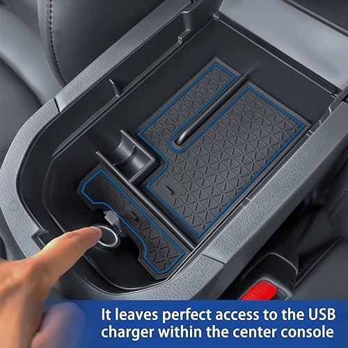 Miniatura 3 de Bandeja organizadora de consola central compatible con Toyota RAV4 2023 2022 2021 2020 2019, accesorios para reposabrazos (borde azul)