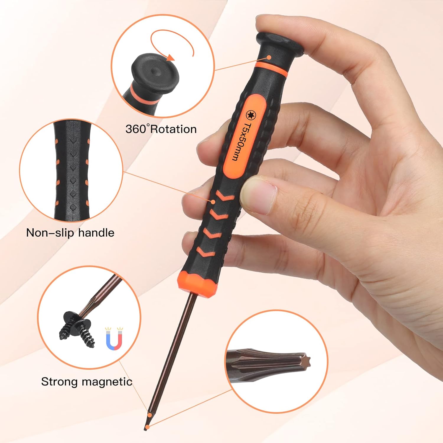 JOREST Single Precision Screwdriver, T5 Torx Security with a Spudger, Tool for PS3/4/5, Switch, Xbox, Wii, Laptop, Macbook, etc, to Repair, Clean, Replace Parts