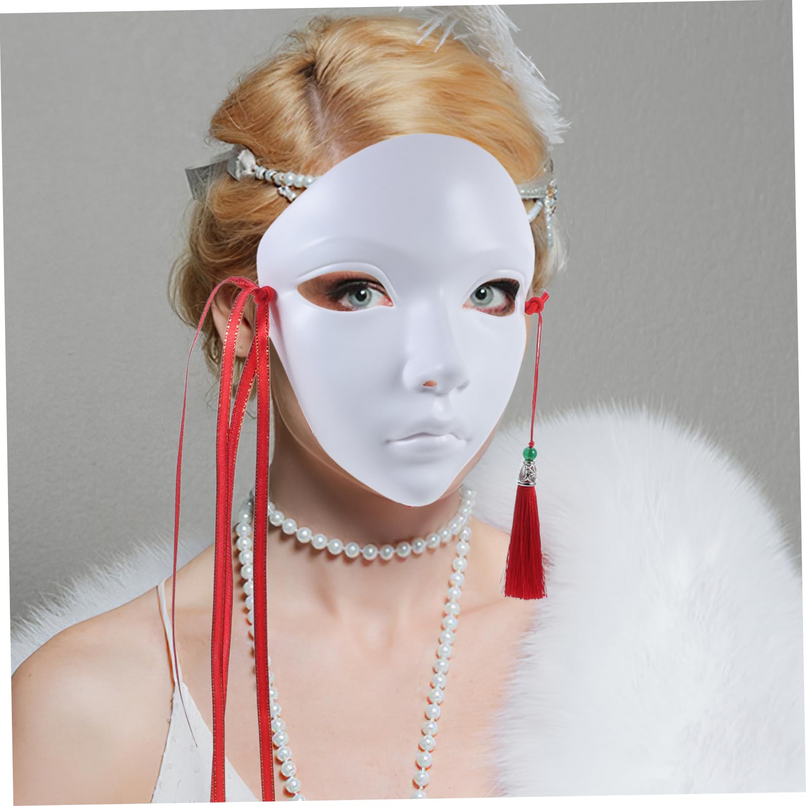 ibasenice Maschera in stile cinese maschera non verniciata mascherata bianca per adulti costume maschera da colorare maschere da decorare maschera mascherata bianca maschera bianca pp