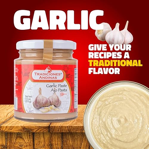 Miniatura 4 de Tradiciones Andinas Ajo en Pasta Peruano 7.5 oz - Productos de pasta de ajo peruano, tarro de vidrio, comida gourmet, Cocina, Producto del Perú,
