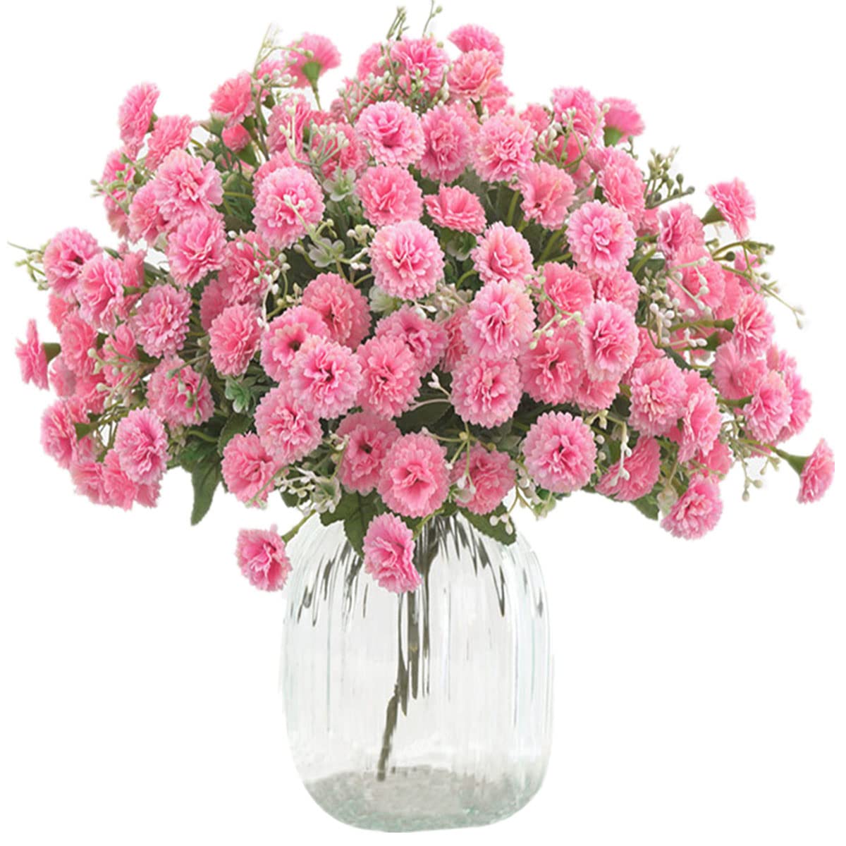 TBUY ROSE 2pcs Small Carnation Artificial Flowers Bulk Fake Flower with Stems Silk Carnation Flowers for Outdoors Wedding Home Hotel Decorations (Pink