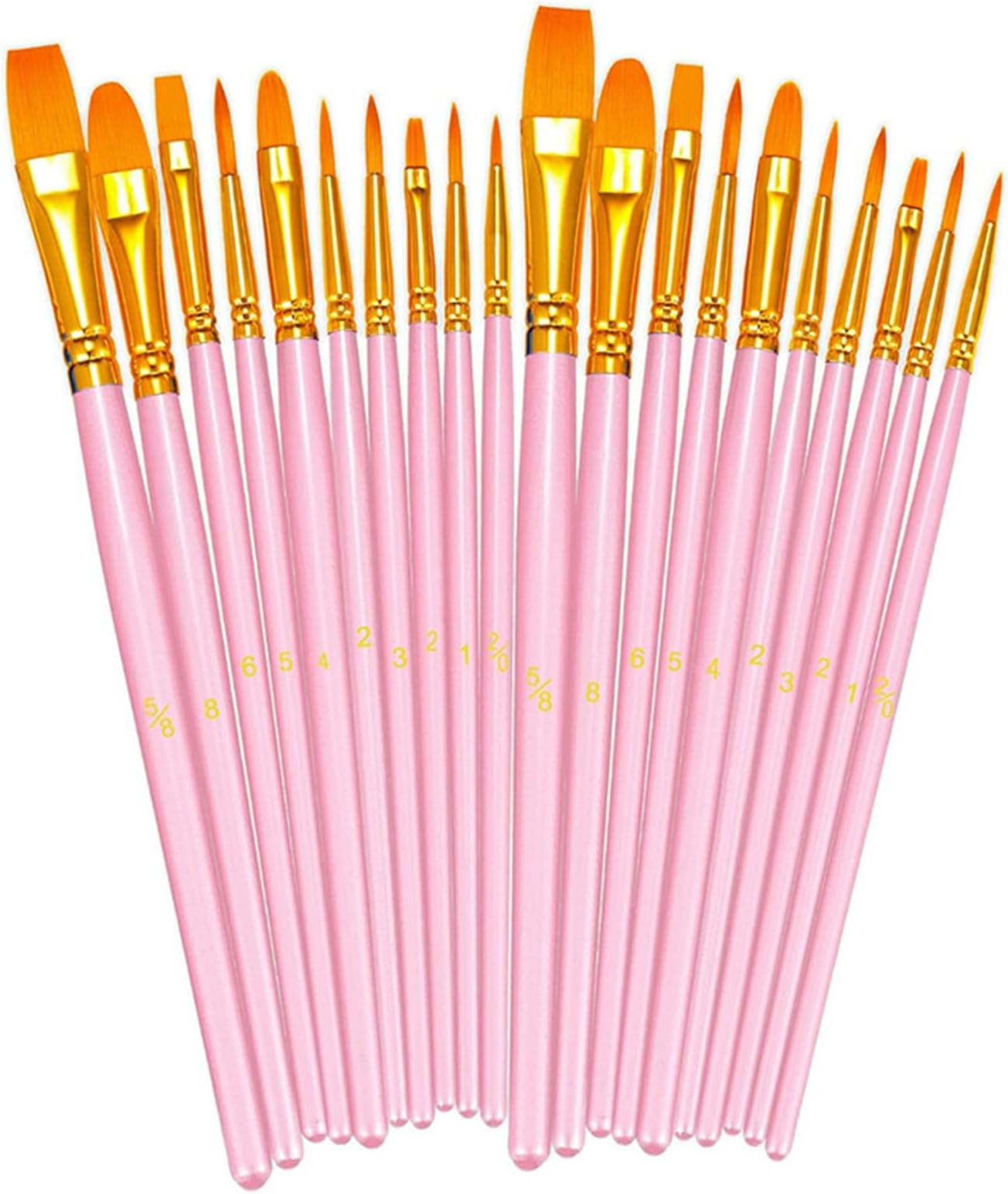 – 20 Pcs Paint Brush Set, Small Paint Brushes, Nylon Professional Artist Paint-Brushes for Acrylic Painting, Oil-Painting, Watercolor Painting, Face-Painting, Artists, Adults,Kids,Different Sizes(Pink)