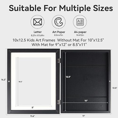 Vista 26 de Paquete de 2 marcos de obras de arte para niños, intercambiables, apertura frontal con capacidad para 150, proyectos de arte para niños, marco