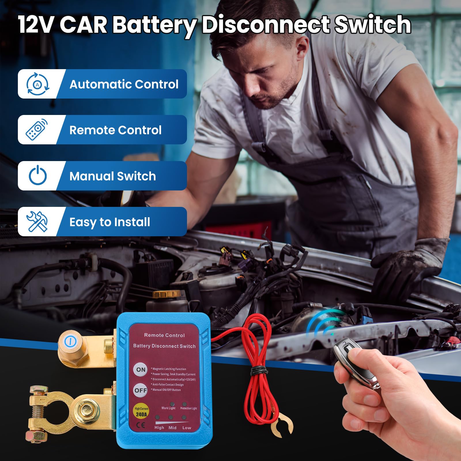 Interruttore Staccabatteria 12V/24V Con Chiave - Per Auto, Moto, Barche E Camion - Foto 5