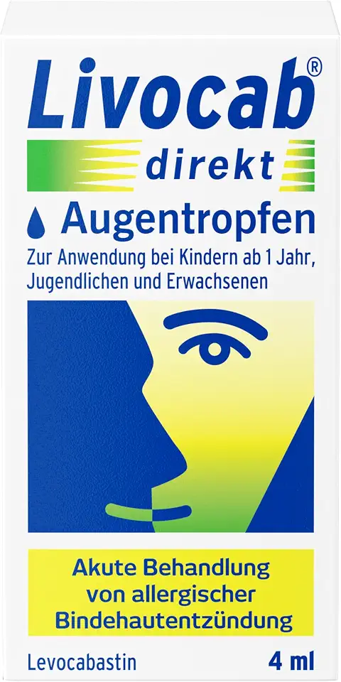Livocab® direkt Augentropfen (4 ml) | Akuthilfe bei Allergie | Schnelle Hilfe bei allergischer Bindehautentzündung | Wirkungsvoll ab der 1. Anwendung
