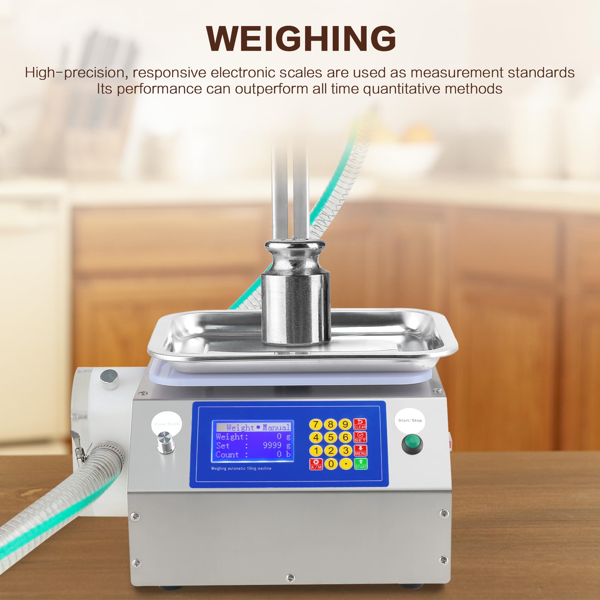 Riempitrice quantitativa per liquidi viscosi | Volume di riempimento 10 ml-10000 ml | Riempitrice automatica per miele Macchina per il riempimento di liquidi viscosi con colla Tahini, 7 L/min