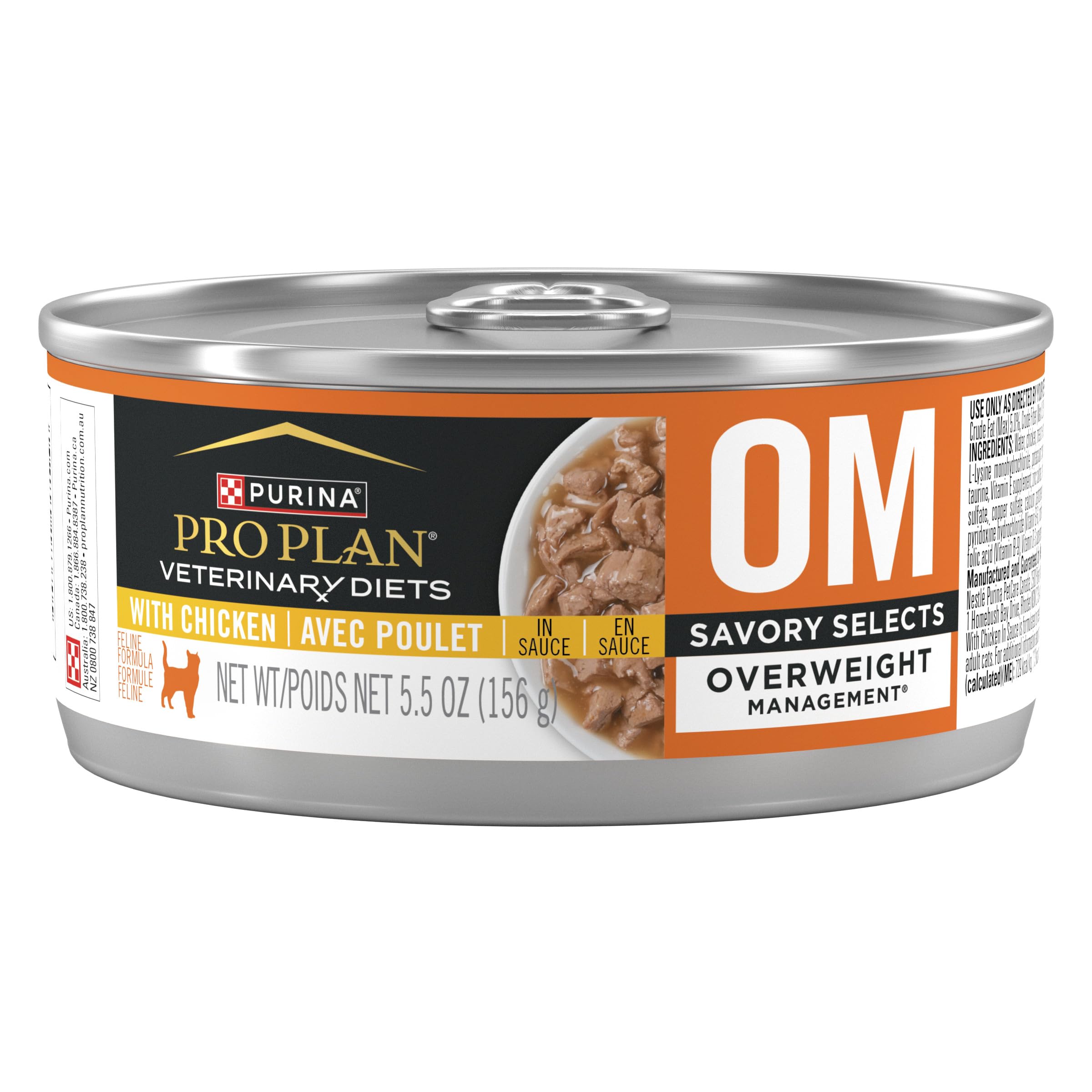 Pro Plan Veterinary Diets Purina OM Overweight Management Savory Selects with Chicken Feline Formula Wet Cat Food - (Pack of 24) 5.5 oz. Cans