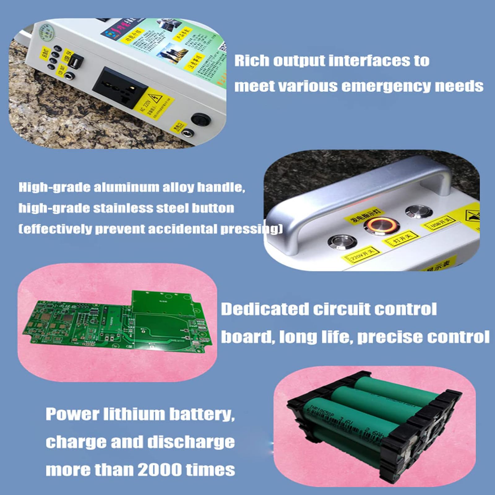 Generador de manivela de 150 W, generador de manivela, generador de manivela para acampar para teléfono móvil, estación de energía portátil con tomas de corriente de 220 V, fuente de alimentación de