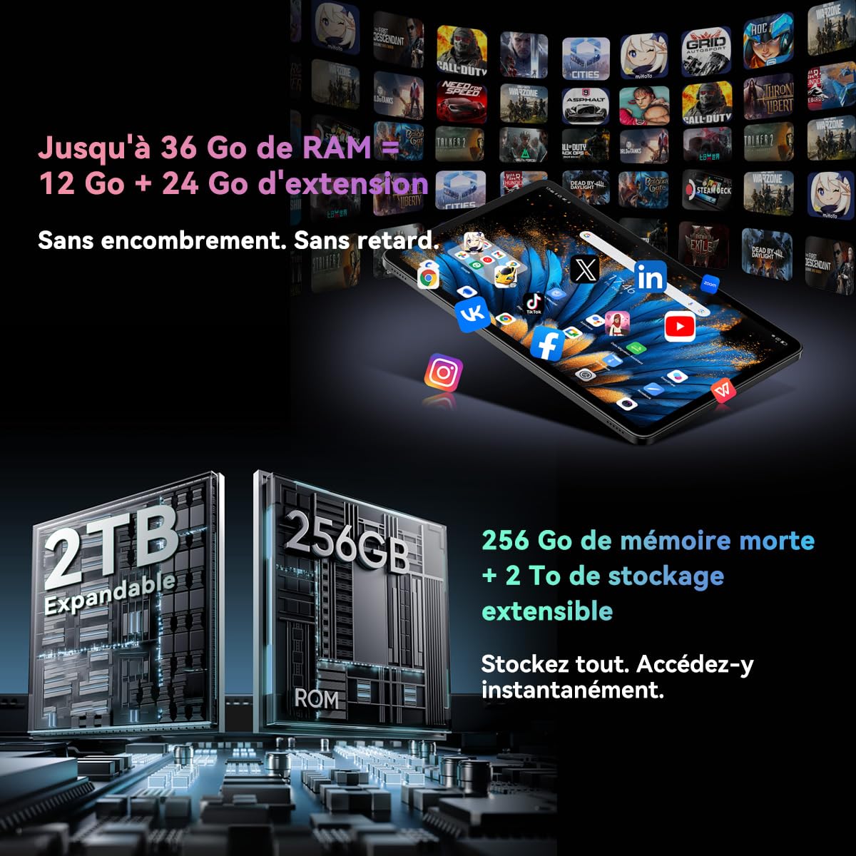 Blackview Mega2 Tablette Android 15 de 12 Pouces, 36 Go de RAM + 256 Go de Stockage, Tablette Tactile 2K FHD 120 Hz avec Batterie 9000 mAh,4G LTE + WiFi 5G,Gray