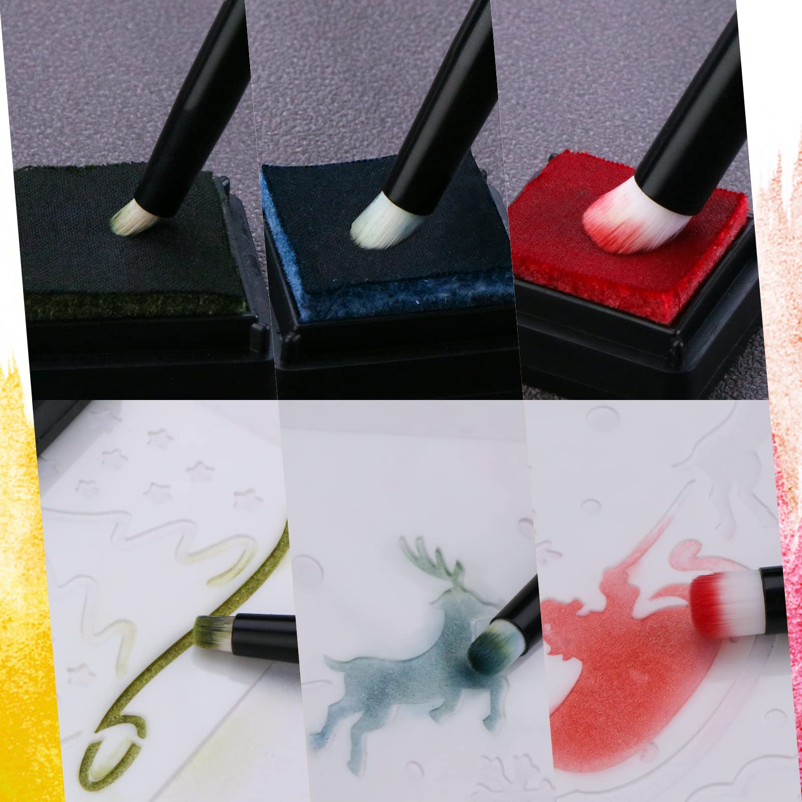 UNIMEIX - Mini pinceles de mezcla para hacer tarjetas, pintura en miniatura con pincel seco, licuadora de fondo, pequeños pinceles de acuarela para pintura detallada (paquete de 12)