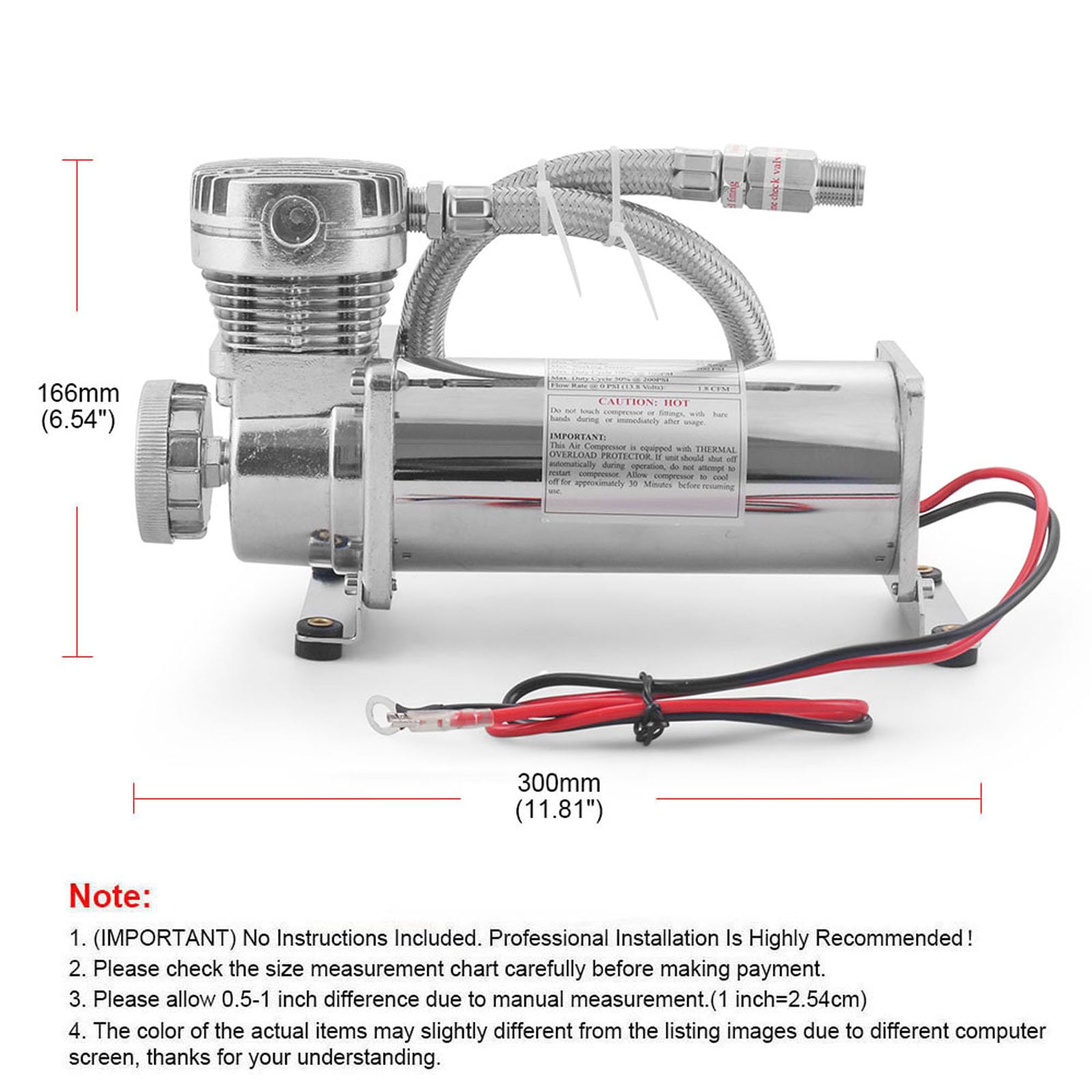 200 PSI 3/8 NPT Air Heavy Duty Uniwersalny zestaw węża kompatybilny z zawieszeniem/poduszką powietrzną/klaksonem pociągu DC 12 V 480C posrebrzany chrom