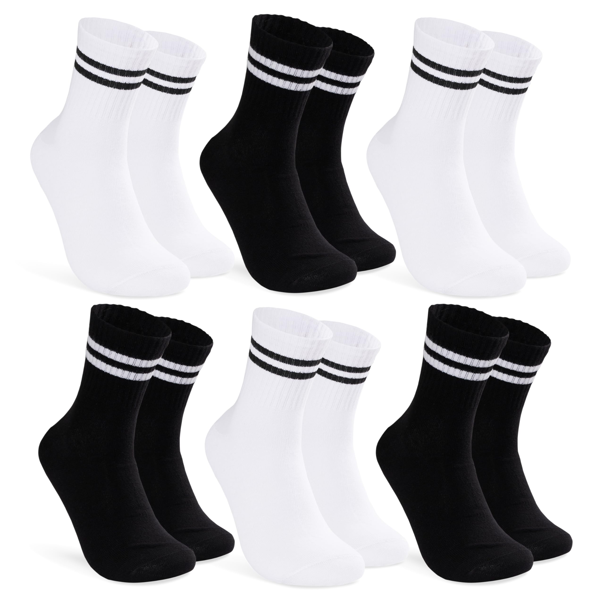 CityComfort Herensokken - Pak van 5 of 6 Gestreepte Crew Sokken voor Mannen en Tieners Zacht Ademend - Werk Sport Gym Casual - Maat 39-46, 40-43 EU