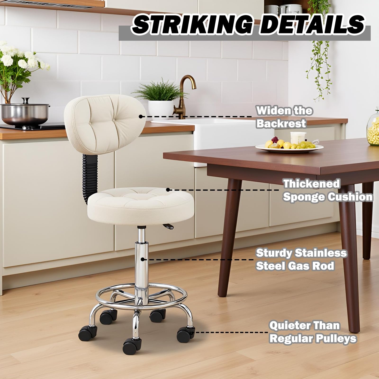 Sgabello da bar – Sedia da disegno ergonomica con supporto posteriore e poggiapiedi, versatile sgabello da ufficio per casa, cucina, bar, negozio (A-nero, 1 pezzo)