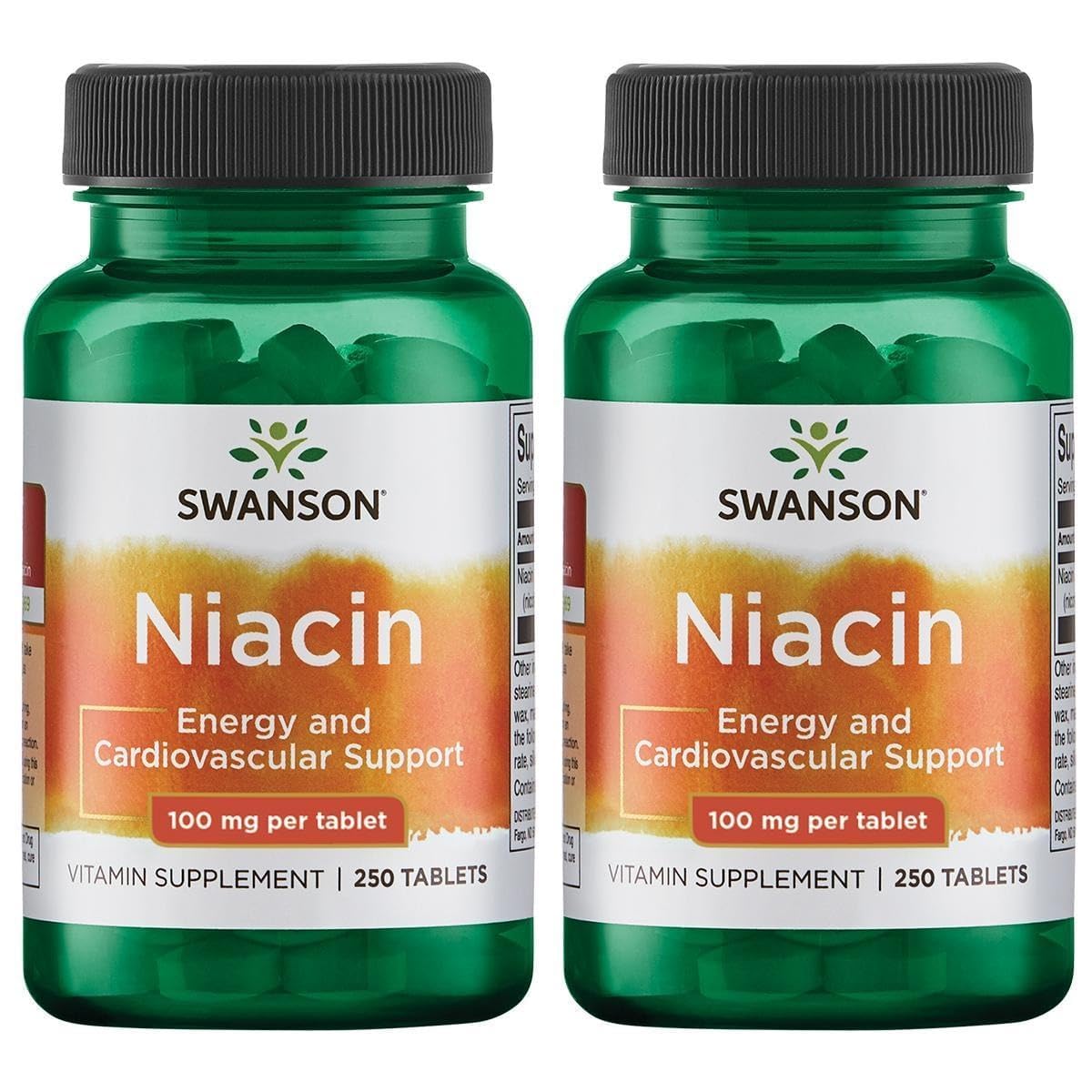 Swanson Niacin (Vitamin B3) 100 mg for Heart Health, 250 Tablets, 2 Pack 250 Count (Pack of 2)