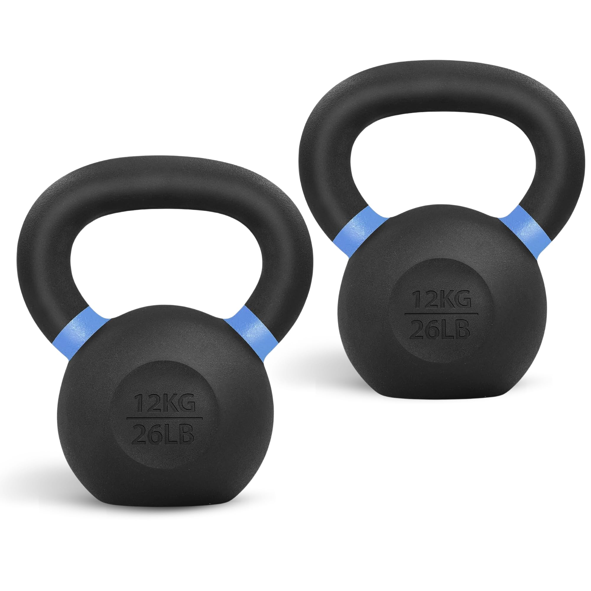 Yes4All Powder Coated Kettlebell, Cast Iron Core Kettlebells with Non-Slip Handle & Flat Bottom for Conditioning, Heavy Duty for Strength Training, 9lb to 71lb - Single & Pair