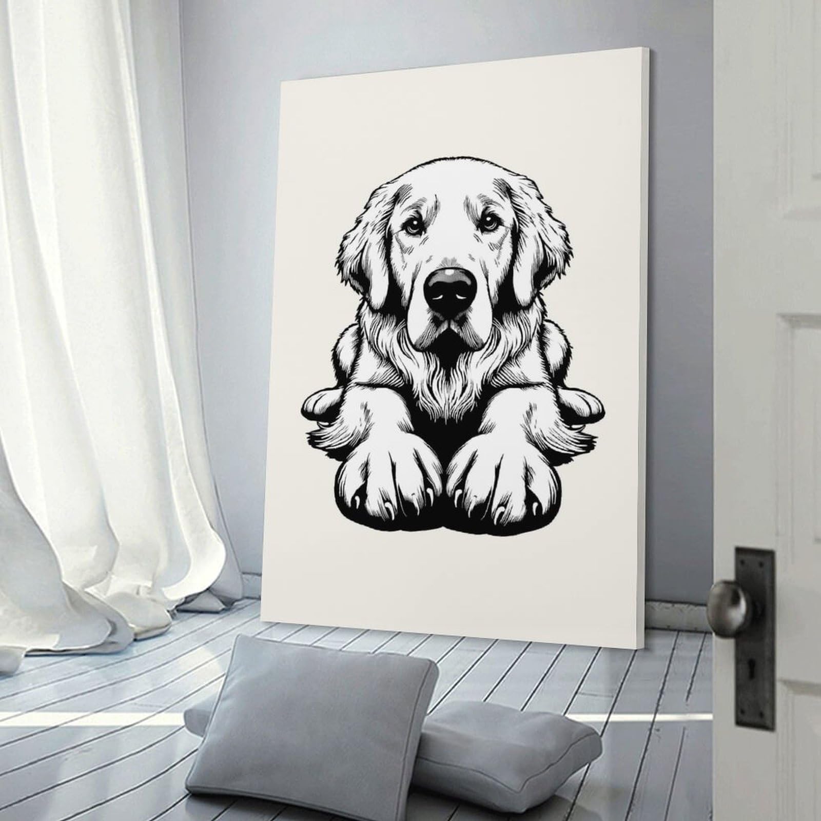 Junmoney Frame-Style-12 Golden Retriever(3) Room Decor Wall Art 20X30inch(50X75cm), For Corridors, Hallways Or Apartment Entries, Decorative Wall Art For Narrow Spaces