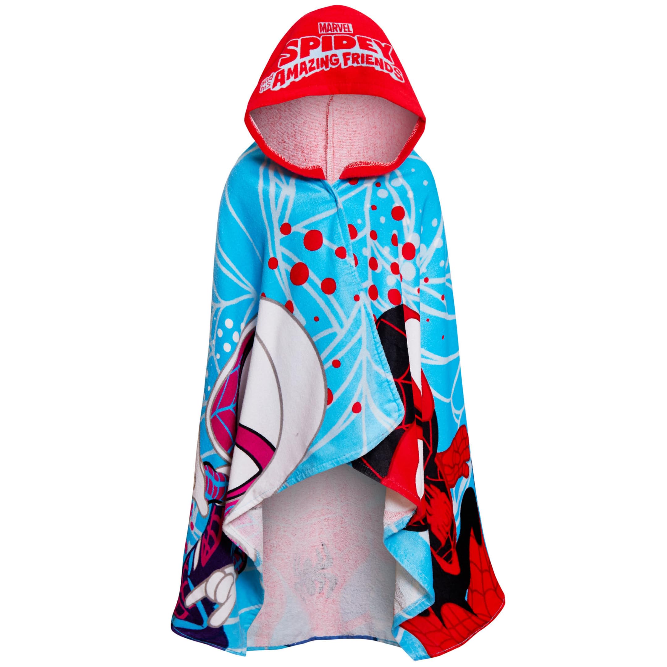Marvel Spidey And His Amazing Friends Hooded Towel Spiderman Poncho Kids 100% Cotton Beach Bath Towel Swimming Wrap