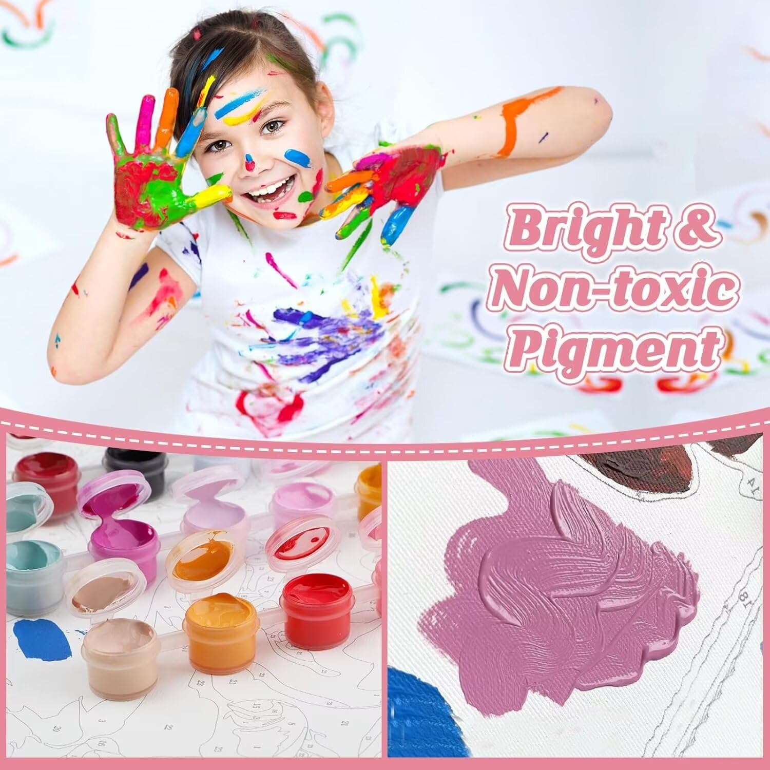 Peinture par Numero Dipingi con i Numeri per Adulti, Kit di Pittura a Olio su Tela Fai-da-Te per Bambini con Pennelli Pittura a pigmento Acrilico Disegno 40x50cm-Piccolo cortile