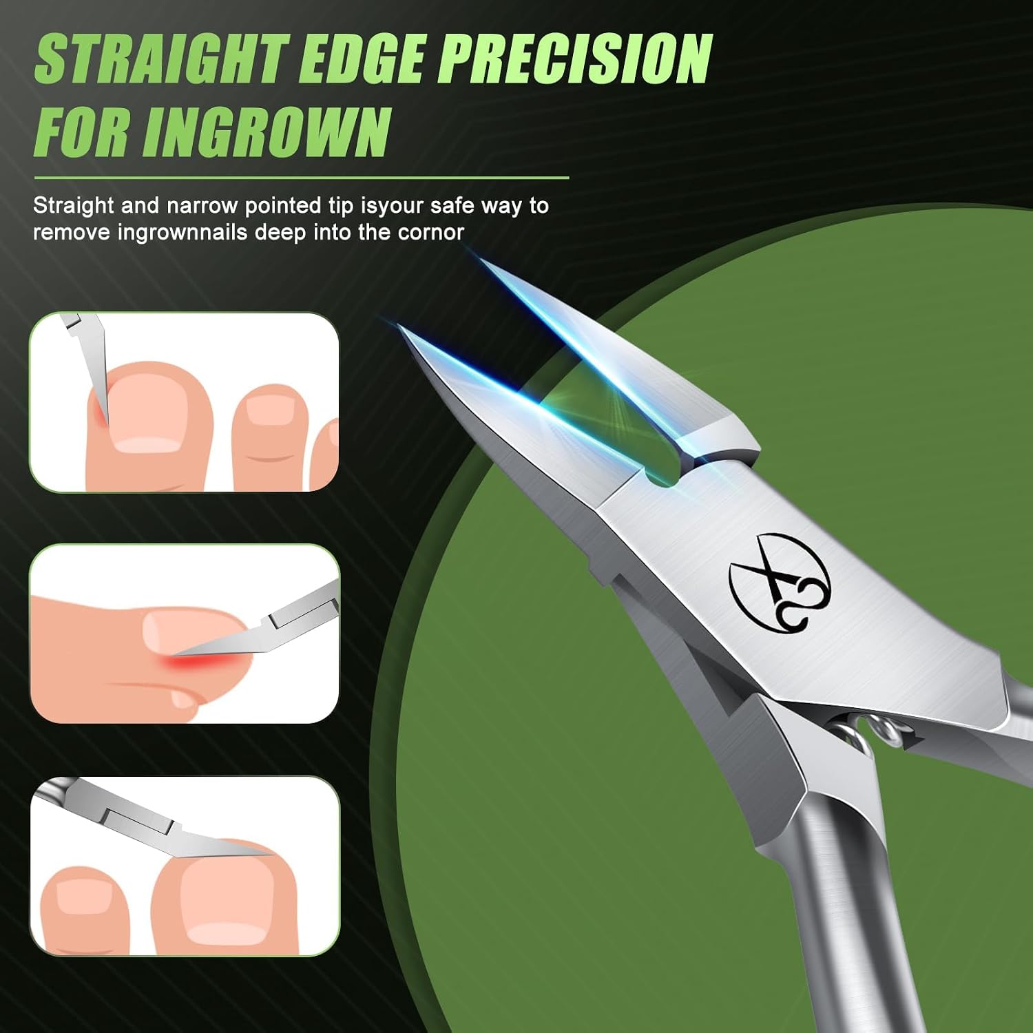 Ingrown Toenail Clippers for Seniors Thick Toenails, Straight Nail Clipper for Men, Heavy Duty Toe Nail Clippers for Thick Nails with Long Handle, Ultra Sharp Stainless Steel Fingernail Clippers