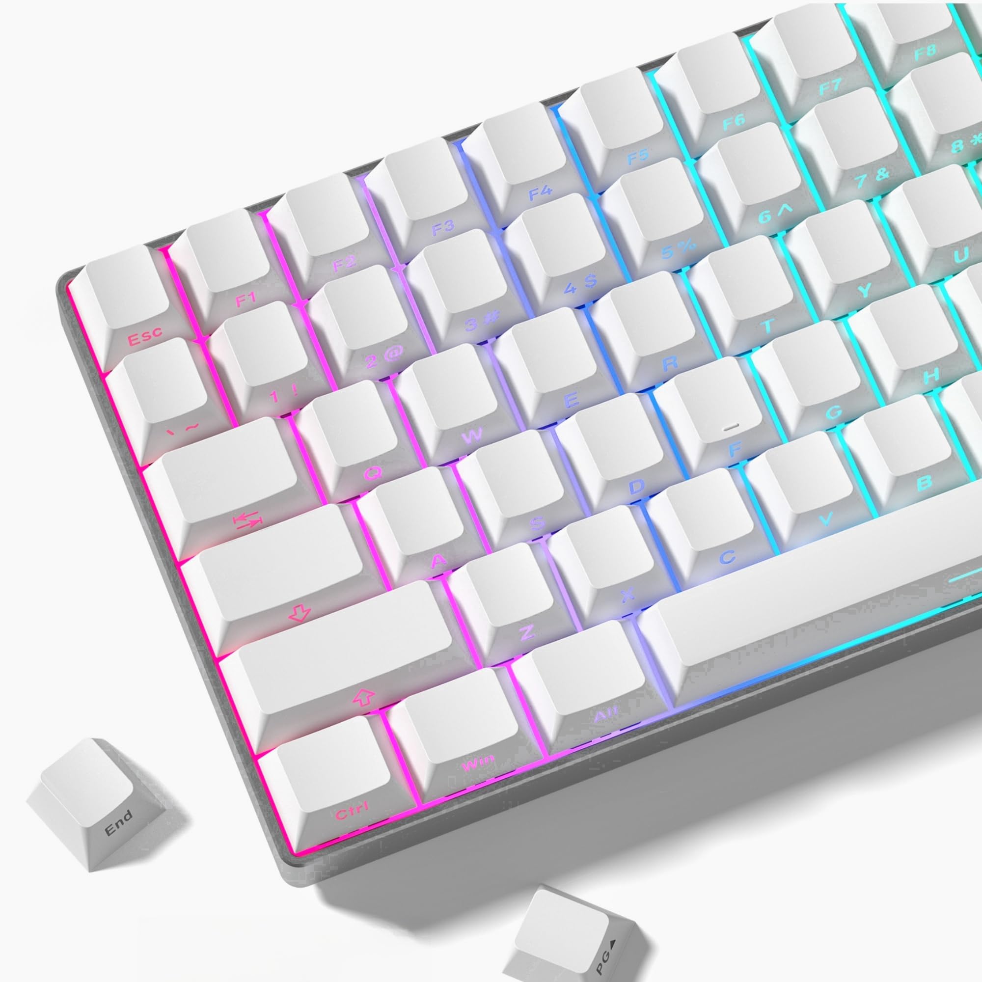dagaladoo White keycap Set,Shine Through keycaps 60 75 Percent, Japanese Style PBT Key caps,Double Shot Custom keycaps,OEM Profile Keyboard caps for Mechanical Keyboards