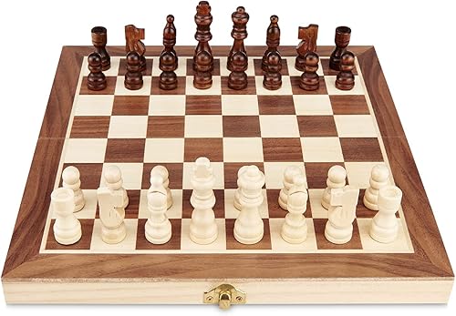 Hnoerin Tablero de ajedrez, juegos de ajedrez para adultos, juego de ajedrez magnético de madera para niños, juego de tablero de ajedrez plegable