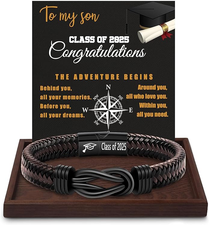 Inspirational Gifts for Men Morse Code Bracelets Mens Bracelets Graduation Gifts for Him Fathers Day Adjustable Leather Bracelet Motivational Birthday Annivesary Jewelry Stocking Stuffers for Men