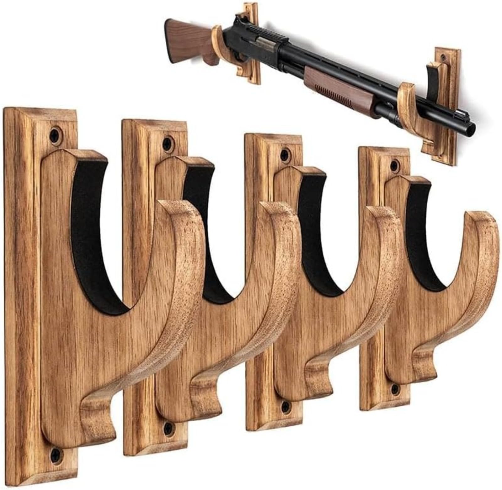 Estante para Armas Montado En La Pared, Estante Horizontal De Madera, Gancho para Escopeta De Rifle, Estante Multiusos para Escopeta, Estante De ExhibicióN para Una Sola Pistola