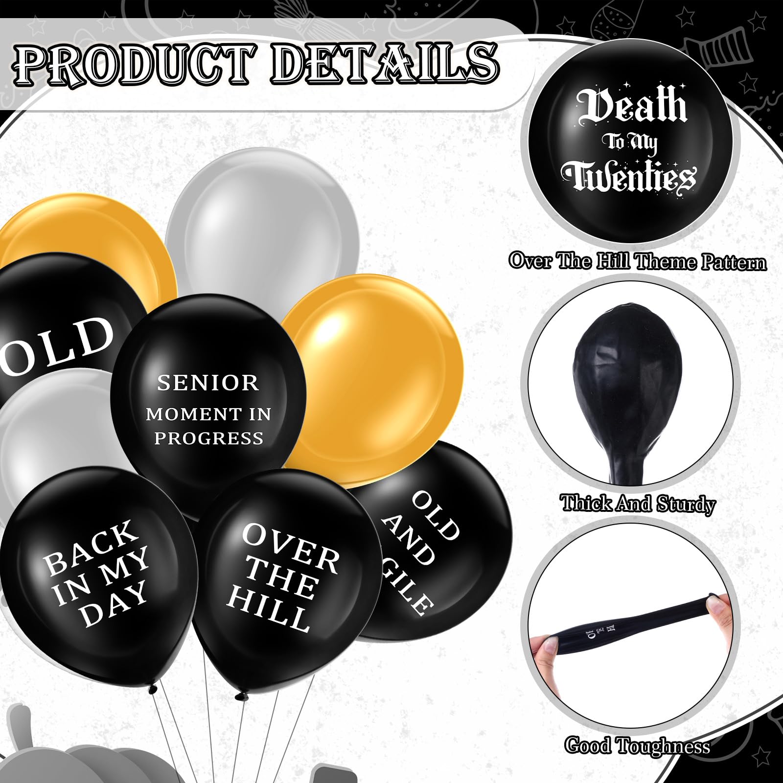 Over The Hill Hilarious Abusive Balloon Banner | Funny Adult Birthday Party  Pre-Strung Sign Old Lives Matter, image size:1600x1600