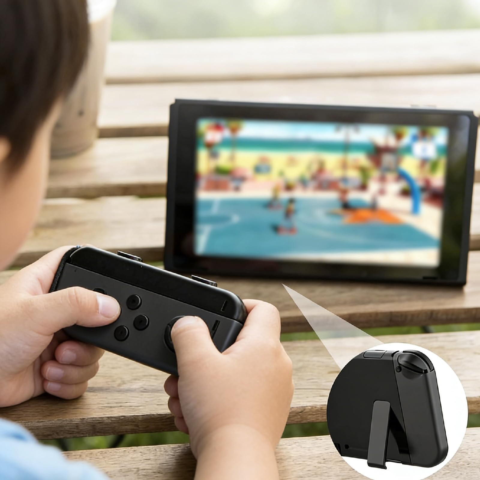 YANAJIAJIA Compatible with Nintendo Switch Stand – Replacement Repair Spare Part, Foldable Back Shell Holder, Black (Pocket Size 6x2cm) — view 6