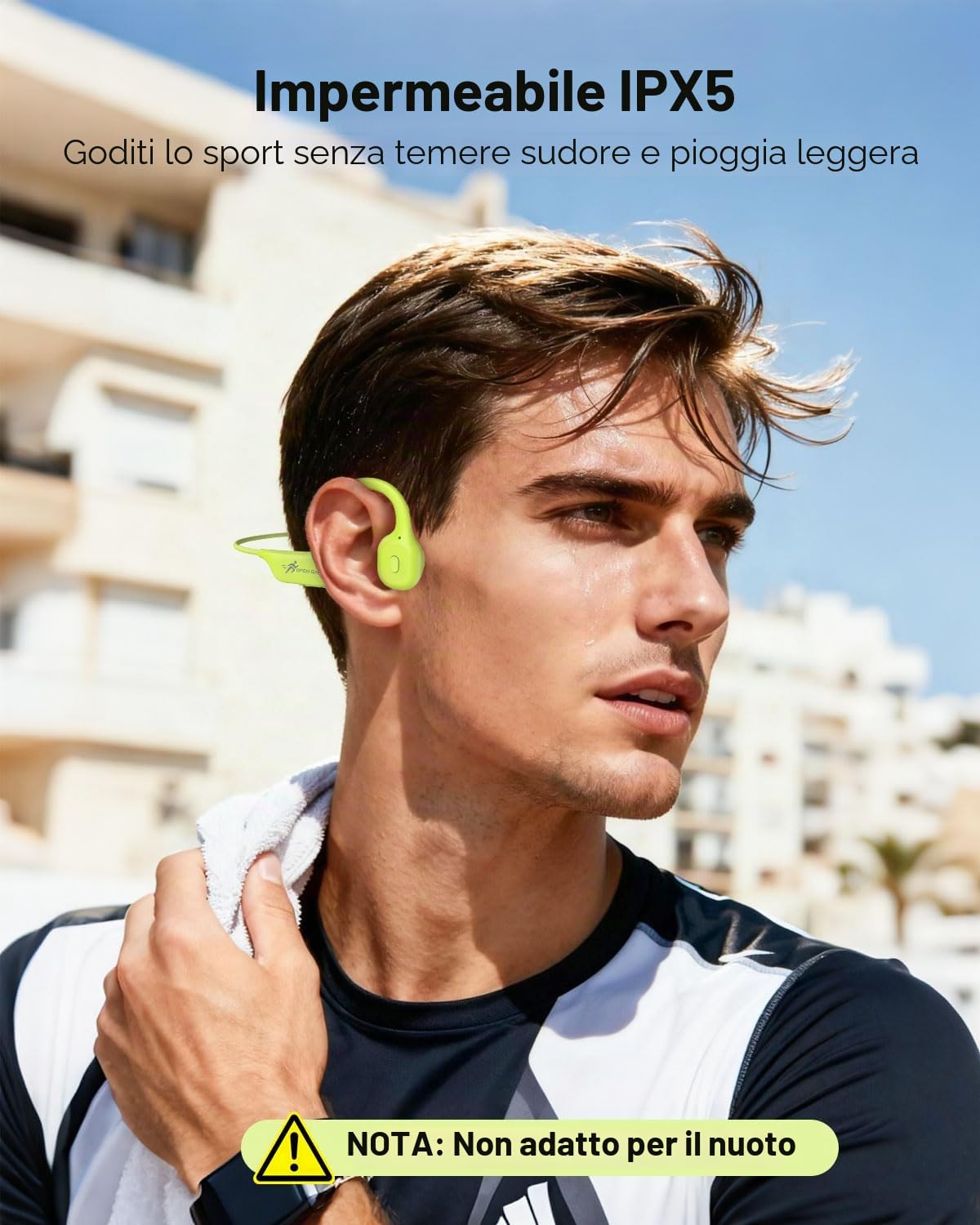 ANSTEN Cuffie Conduzione Ossea, 2025 Auricolari Conduzione Ossea Bluetooth 5.3, Ricarica Rapida USB-C, IPX5 Impermeabile, Cuffie Sportive Open Ear per Running, Sport, Ciclismo e Fitness(Verde)