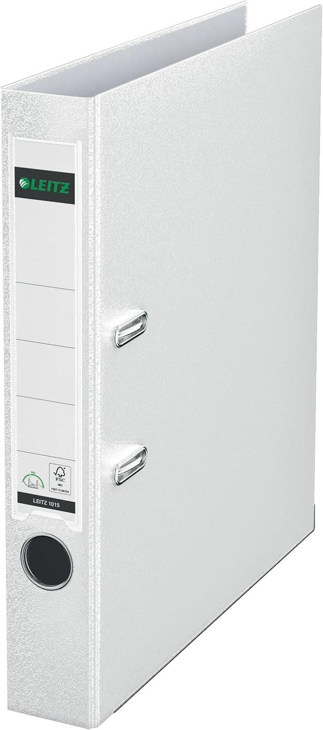 Leitz Lever Arch File, White, A4, 50mm width, Plastic, 10155001