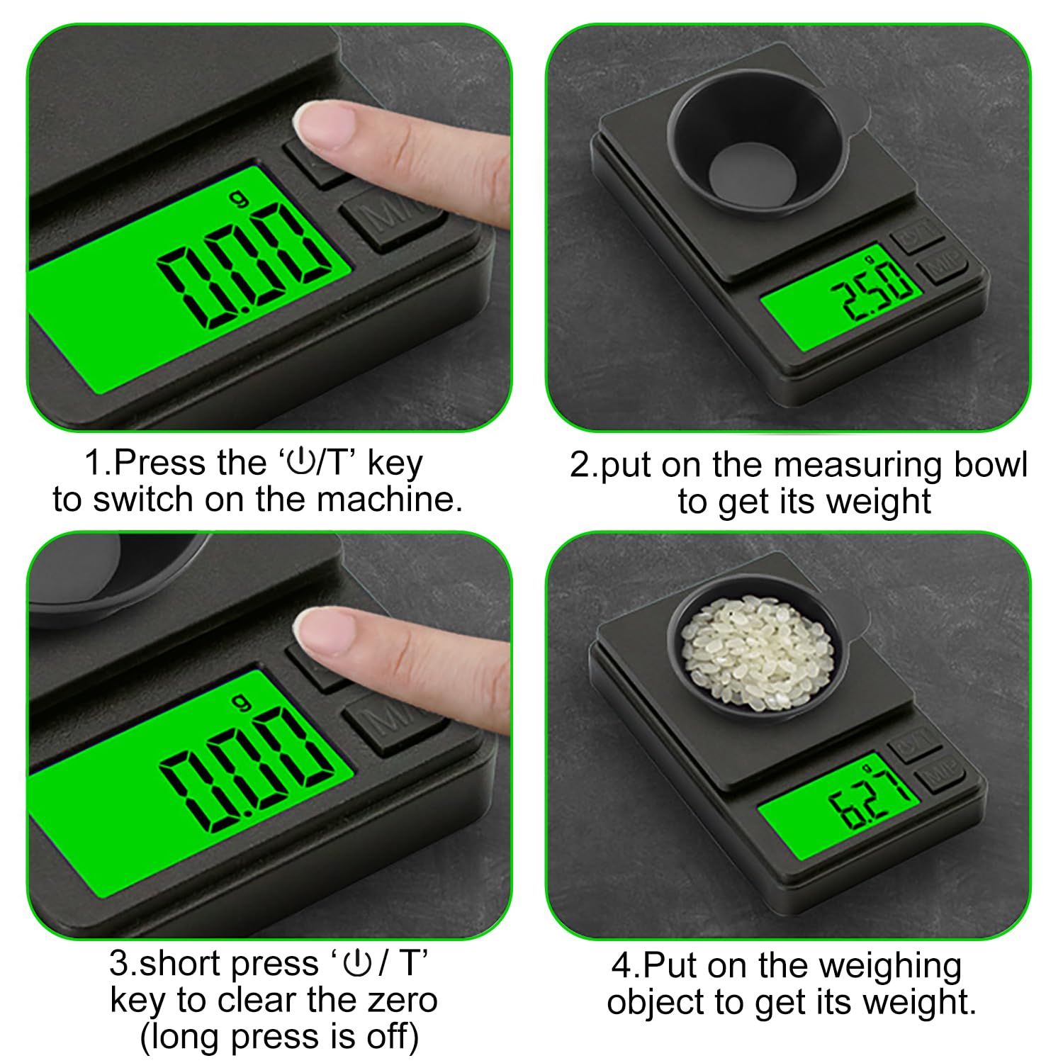 Balance de cuisine numérique portable GeekerChip 0,01 g/1000 g écran LCD