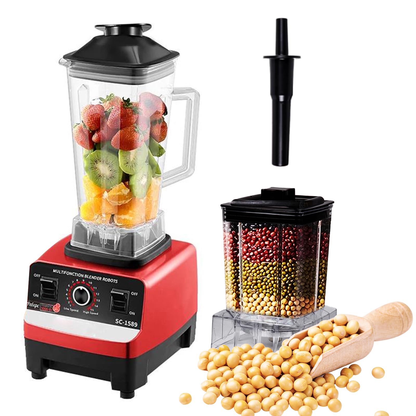 Blender Smoothie Maker with 2L Blending Cup & 600ML Grinding Cup - 6 Stainless S