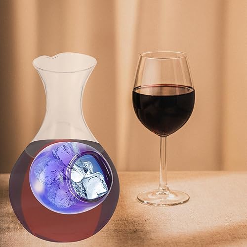 Miniatura 6 de Mobestech Jarra japonesa de vidrio con sake frío, botella de vino para verter jarras de vino con bolsillo de hielo, servidor frío de sake frío para