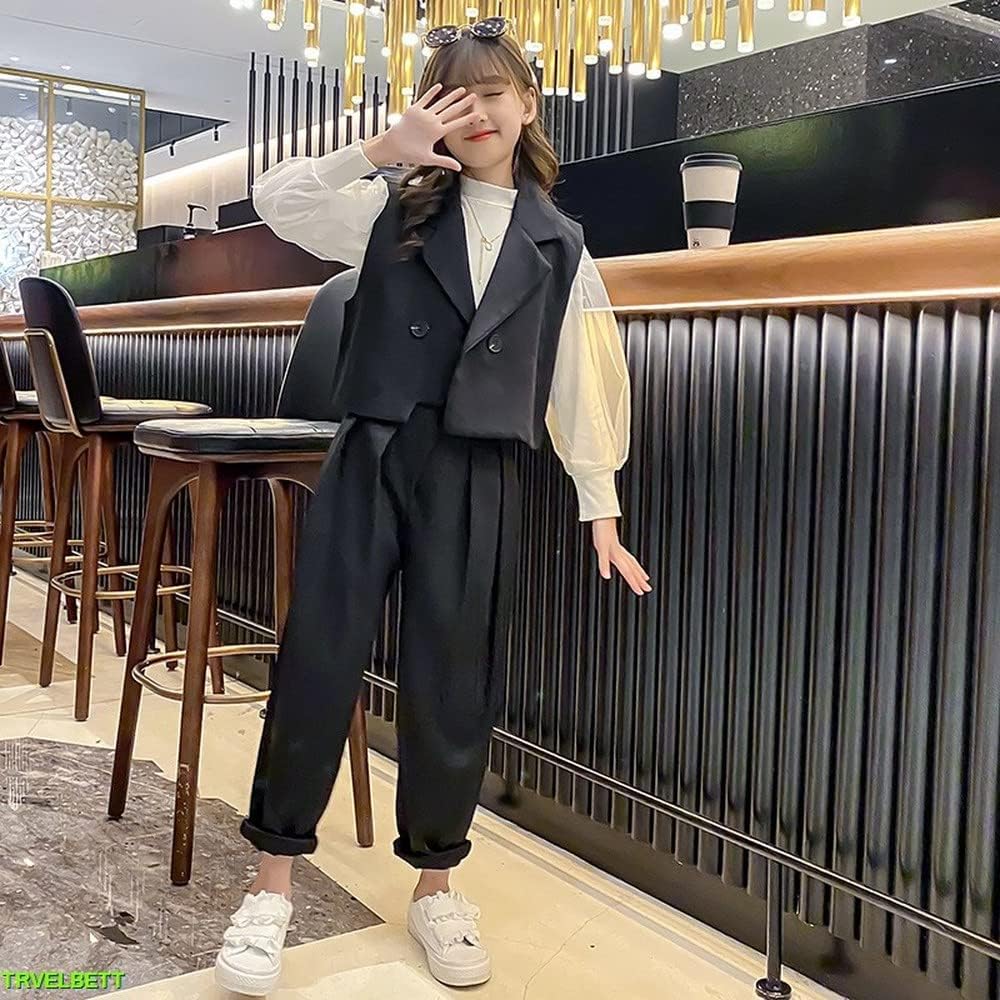 [TRVELBETT] パンツスーツ 女の子 入学式 卒業式 かっこいい 韓国 子供服 女の子 セットアップ キッズ 発表会 フォーマルスーツ 大人っぽい 3点セット 七五三 卒園式 120 130 140 150 160 170