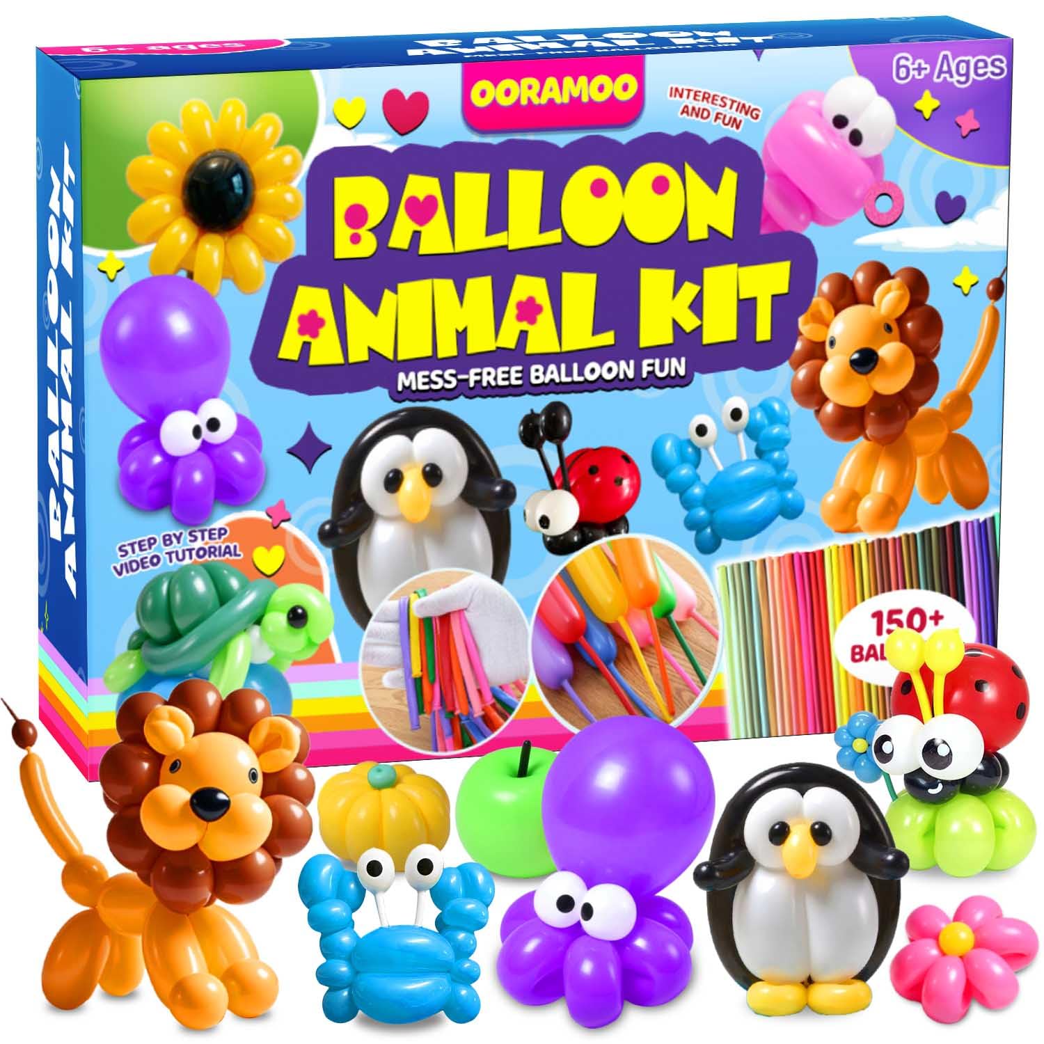 160PCS Balloon Animal Balloons Kit for Beginner - Balloon Animals Kit with Pump, Step-by-Step Video Tutorials