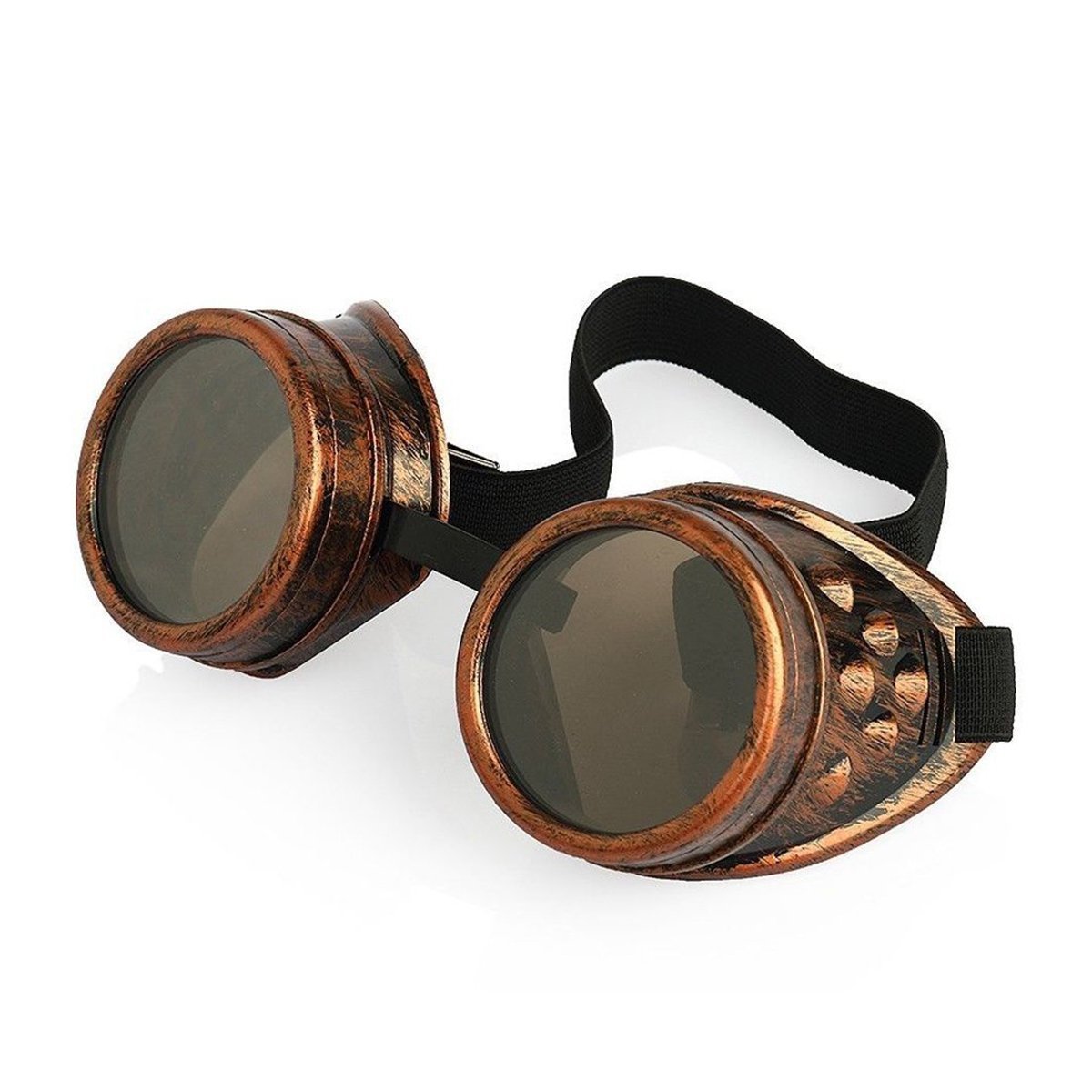 UltraByEasyPeasyStore Utra Bronze with Brown enses Steampunk Gogges Mens Womens Cyber Gasses Victorian Punk Weding Cospay Gogges Goth Rustic Rivet Round Eyewear Fying Gogges Fancy Dress Piot Gogges, Bronze With Light Brown Lenses, L — image 1