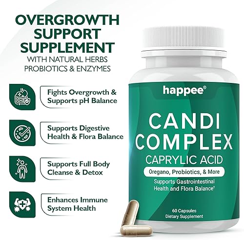 Miniatura 2 de Suplemento complejo Candida  Candida Cleanse para apoyo al crecimiento excesivo  Ácido caprílico, orégano y probióticos para el equilibrio de