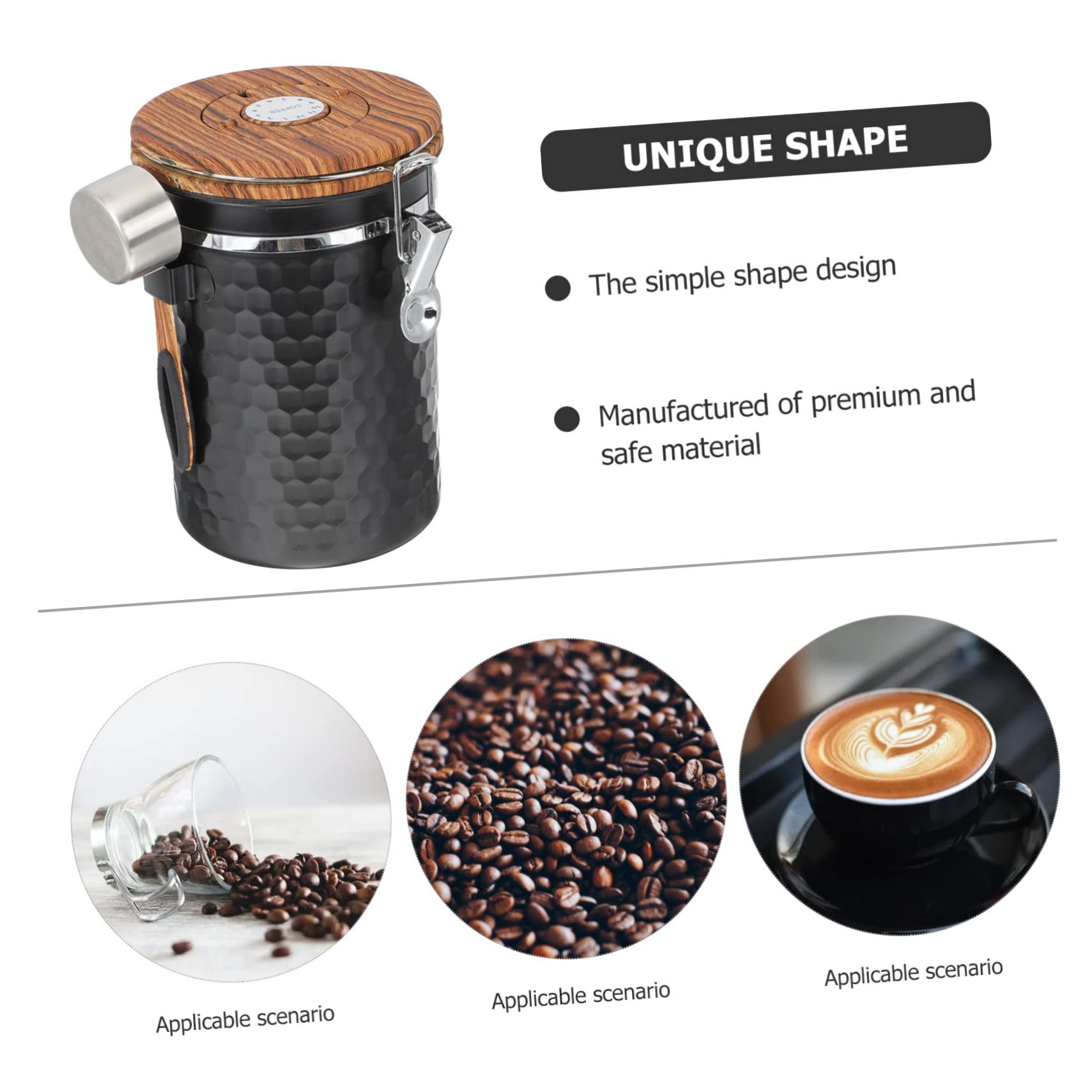 PRETYZOOM Frasco Sellado de Granos de Café Acero Inoxidable Contenedor para Alimentos Secos Bote Hermético para Almacenamiento de Cocina Tapa para Café o Snacks