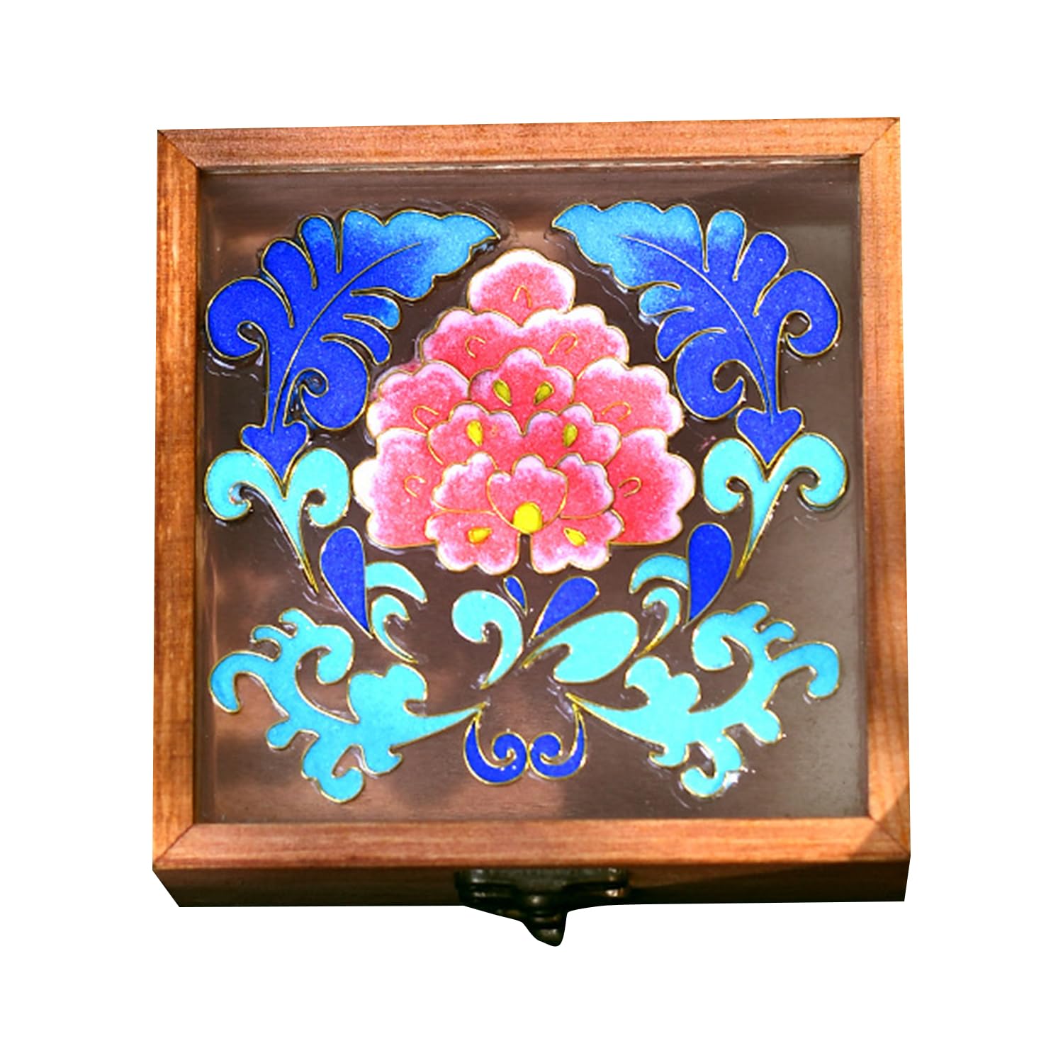 DIY Cloisonne Kit, Wood Jewelry Storage Box with Glass Top, DIY Filigree Enamel Painting Material Package for Adults